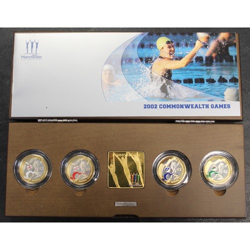 236 - 2002 Silver proof piedfort Commonwealth Games £2 coin set, Elizabeth II. Some light toning otherwise... 