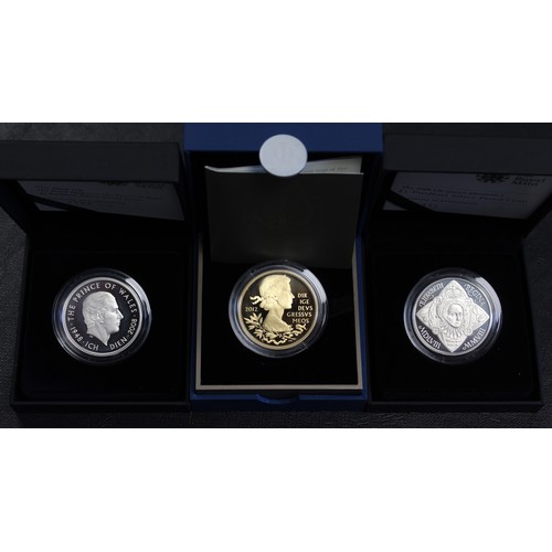 256 - Silver proof & silver proof piedfort £5 coins (3) comprising 2008 Prince of Wales 60th Birthday.... 