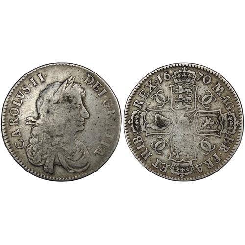 116 - 1670 Halfcrown, Charles II with stop after HIB (unrecorded in Bull) edge VICESIMO SECVNDO. Obv. 3rd ... 