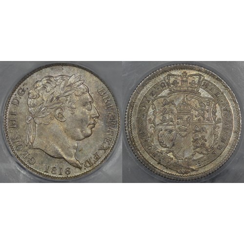 73 - 1816 Shilling, CGS 88, George III. Bright and lustrous with plentiful mint lustre. UNC. [ESC 1228, B... 