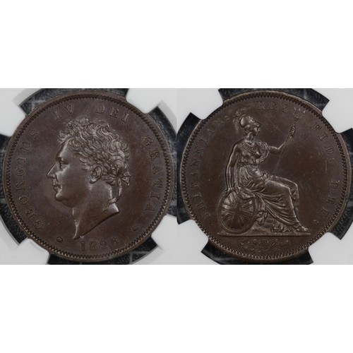 55 - 1826 Bronzed proof penny, NGC PF63BN, George IV. Obv. laureate and draped bust with date below, Rev.... 