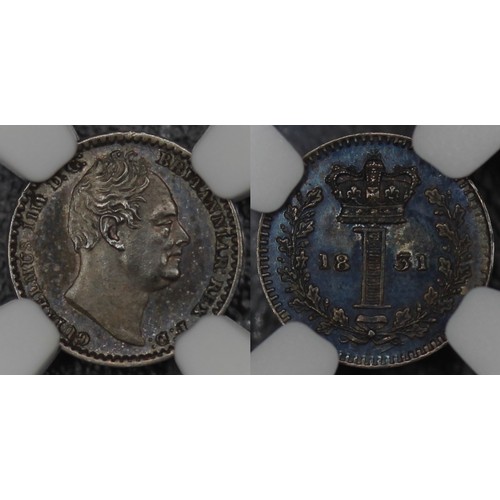 66 - 1831 Proof Maundy set, William IV. NGC graded PF63, PF62, PF62 & PF63 from fourpence to penny re... 