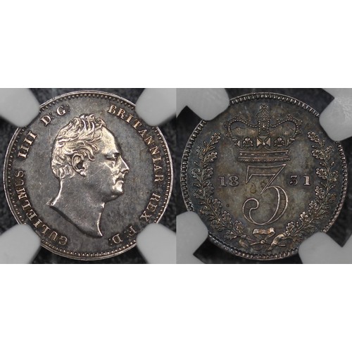 66 - 1831 Proof Maundy set, William IV. NGC graded PF63, PF62, PF62 & PF63 from fourpence to penny re... 