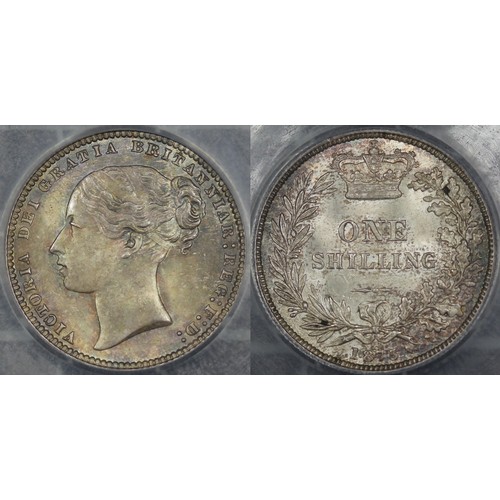 77 - 1875 Shilling, CGS 82, Victoria. Obv. third young head, Rev. 1b with die number 54 above date. Richl... 