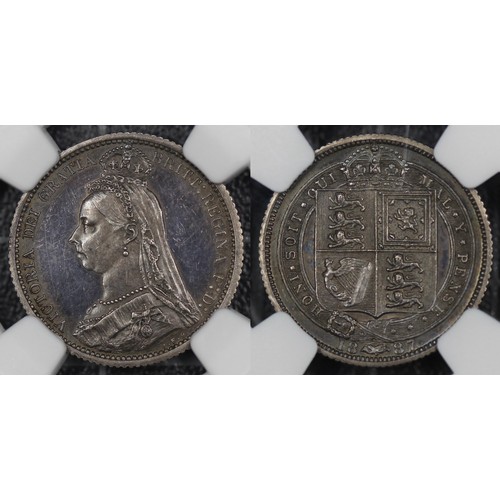 68 - 1887 Proof Sixpence, NGC PF62, Victoria Jubilee head. Attractive and deep blue fields to the reverse... 