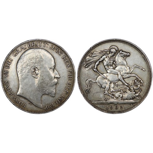 138 - 1902 Crown, Edward VII. Obv. bare head right, Rev. St. George & the Dragon. gVF or better, clean... 