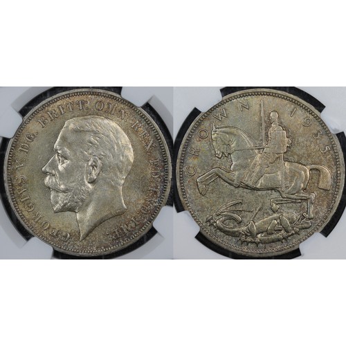 90 - 1935 Crown, NGC MS64, George V. A superb example of a common coin now highly desirable at this level... 