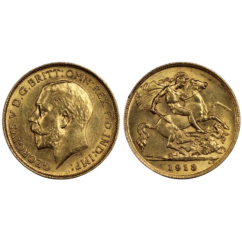 149 - 1913 Half sovereign, George V. EF, underlying lustre. [Marsh 528, S.4006]