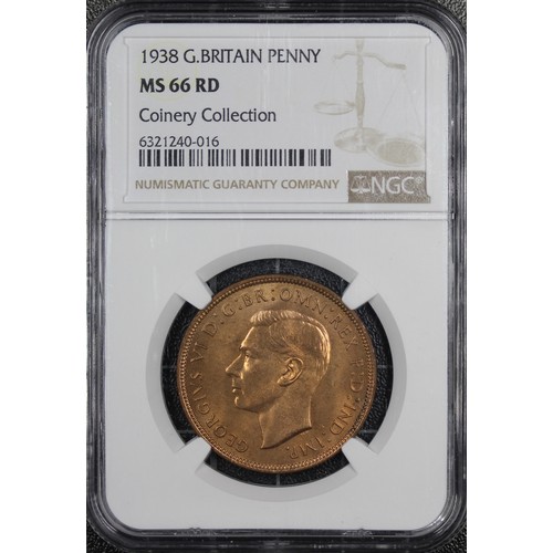 65 - Top Pop 1938 Penny, NGC MS66RD, George V. A striking example graded joint finest and sure to appeal ... 