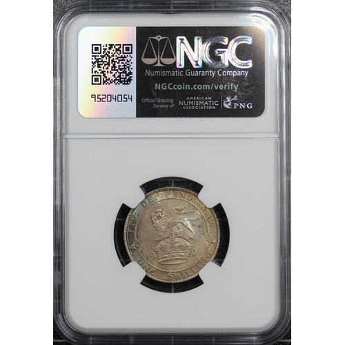 109 - 1902 Shilling, NGC MS63, Edward VII. Lustrous with lovely eye appeal backed by peripheral rainbow to... 