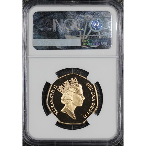 187 - NGC PF69 Ultra Cameo gold proof 1992-1993 Dual Date EEC 50p. Struck to commemorate the UK's Presiden... 