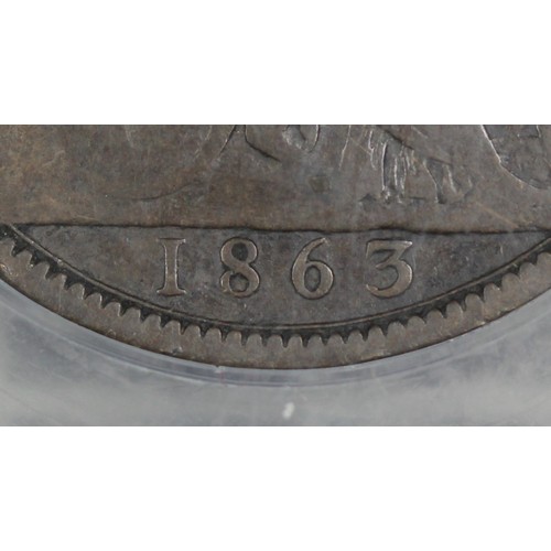 37 - 1863 Penny, open 3 in date, CGS 8, Victoria. A well noted and very scarce variety almost exclusively... 