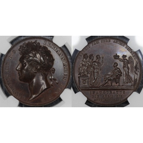 17 - 1821 Coronation Medal in Bronze, NGC MS63BN, George IV. Obv. laureate bust in high relief, Rev. Geor... 