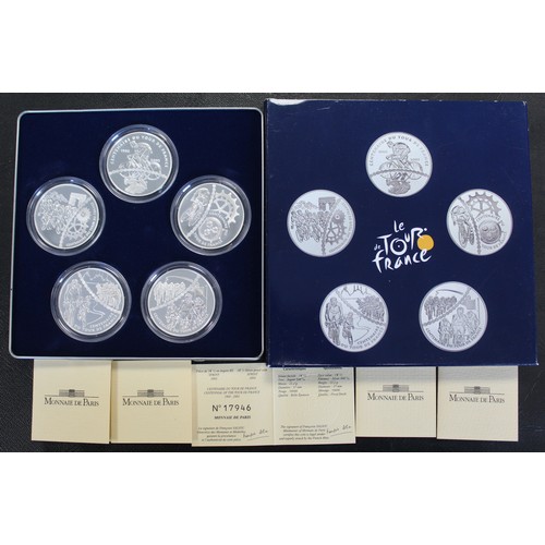 299 - France, 2003 Tour de France Centenary 1½ euro silver collection by Monnaie de Paris. Presented in ce... 