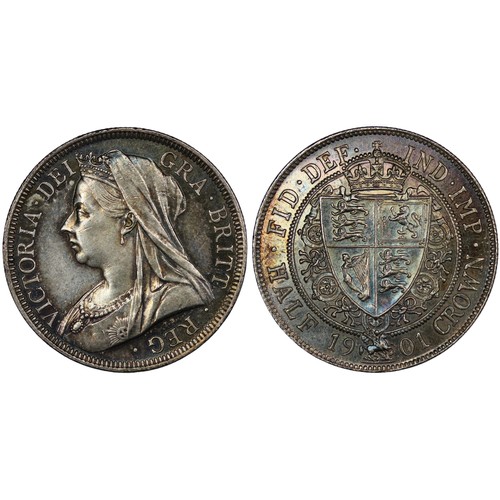 127 - 1901 Halfcrown, Victoria. Obv. old veiled head, Rev. spade-shaped shield within collar of the Garter... 