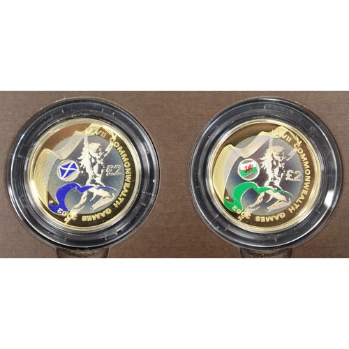 233 - 2002 Silver proof piedfort Commonwealth Games £2 coin set, Elizabeth II. Toned throughout. A highly ... 