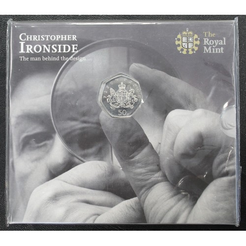 204 - 2013 BUNC Christopher Ironside 50p in Royal Mint presentation pack. As issued, scarce.