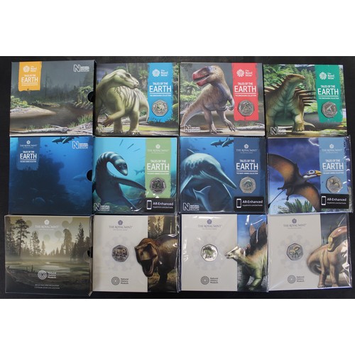 221 - BUNC 50p coins (10) all with young collector interest comprising the Dinosaur/Tales of the Earth ser... 