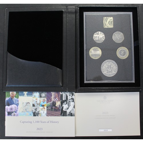 282 - 2023 Royal Mint 5-coin Commemorative Edition proof set. In book-style presentation case with COA (#2... 