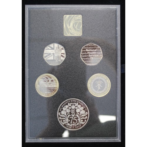 282 - 2023 Royal Mint 5-coin Commemorative Edition proof set. In book-style presentation case with COA (#2... 