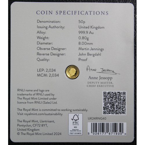 198 - 2024 1/40oz Gold proof 50p in presentation pack celebrating the 200th Anniversary of the RNLI.