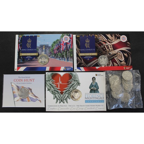 214 - Aa assortment of UK & Territory coins to include GBCH 50p Completer Medal, Mint sealed bag of 20... 