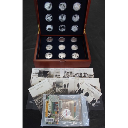 315 - The 90th Anniversary of WWI silver proof 18-coin collection. Comprising 6 issues each from Alderney,... 