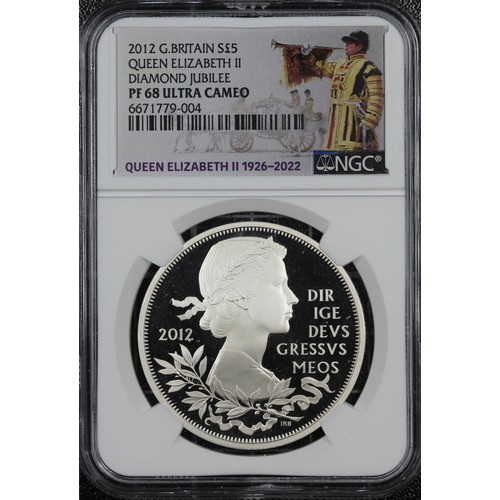 246 - NGC PF68 Ultra Cameo 2012 Silver proof £5 coin, Elizabeth II. Struck to commemorate the Diamond Jubi... 