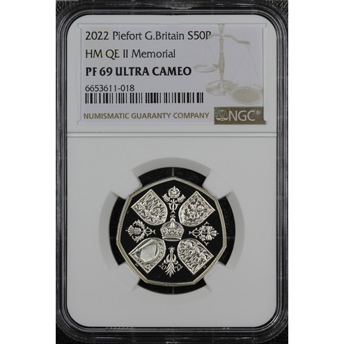 207 - NGC PF69 Ultra Cameo 2022 Silver proof piedfort 50p, Charles III. Struck in memory of the late Queen... 