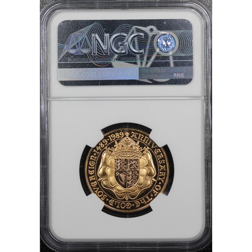 192 - NGC PF69 Ultra Cameo 1989 Proof double sovereign/two pounds, Elizabeth II. One of the key special de... 