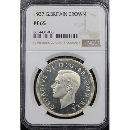 156 - 1937 Proof Crown, NGC PF65, George VI. A boldly struck example with significant cameo effect to the ... 