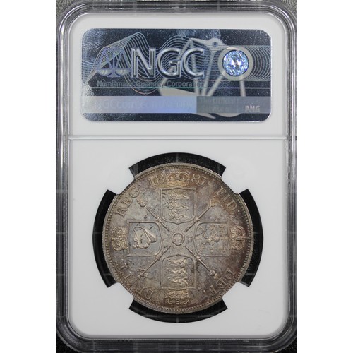 135 - 1887 Double Florin, NGC AU58, Victoria. Roman 1 in date. A vibrant example with underlying lustre an... 