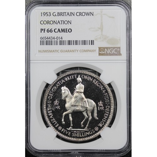 160 - 1953 Crown, NGC PF66 Cameo, Elizabeth II.  A premium example of the signature coin of the Coronation... 