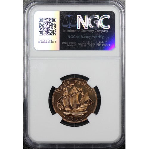 35 - 1953 Proof half penny, NGC PF65 RB Cameo, Elizabeth II. A choice example with deep copper-red tone. ... 