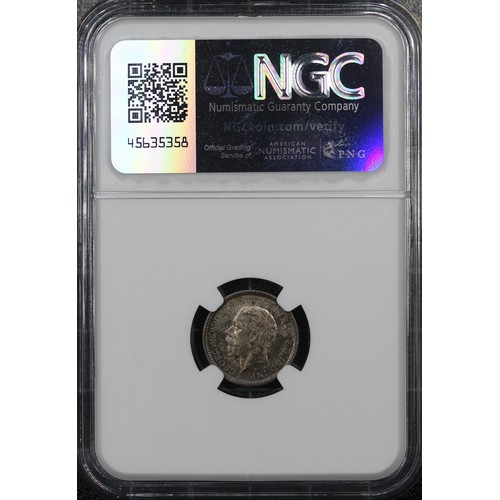 52 - 1927 Proof Threepence, NGC PF64, George V. Deep gun-metal grey tone. UNC. [ESC 2141, Bull 3946, S.40... 