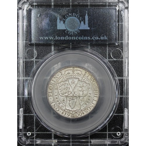 95 - 1900 Florin, LCGS 70, Victoria. Obv. old veiled head, Rev. three shields of England, Scotland & ... 