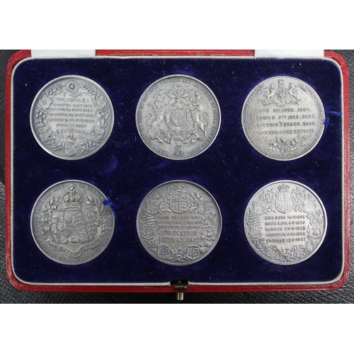 327 - Jubilee & Coronation Medals 1897-1937. A collection of six silver plated medals comprising 1897 ... 