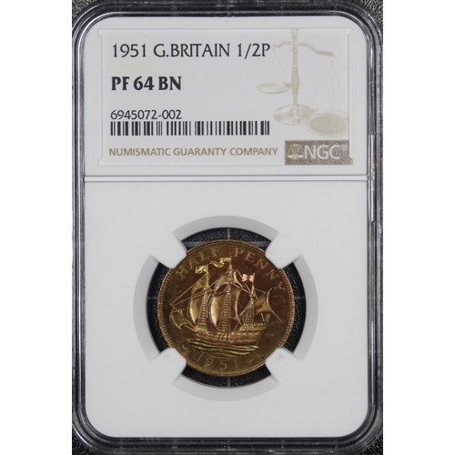 34 - 1951 Proof half penny, NGC PF64 BN, George VI. Originally part of the Festival of Britain proof set,... 