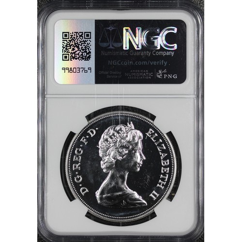 165 - NGC PF64 1972 Crown, Elizabeth II. Struck to commemorate the silver wedding anniversary of Queen Eli... 