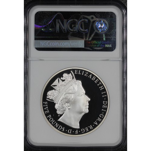 248 - NGC PF69 Ultra Cameo 2015 Silver piedfort proof £5 coin, Elizabeth II, celebrating The Longest Reign... 