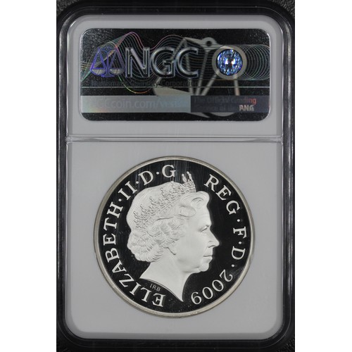 242 - Joint Top Pop NGC PF70 Ultra Cameo 2009 Silver piedfort proof £5 coin, Elizabeth II, celebrating The... 