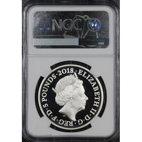 251 - NGC PF70 Ultra Cameo 2018 silver proof £5 coin, Elizabeth II. Struck to commemorate the 70th Birthda... 