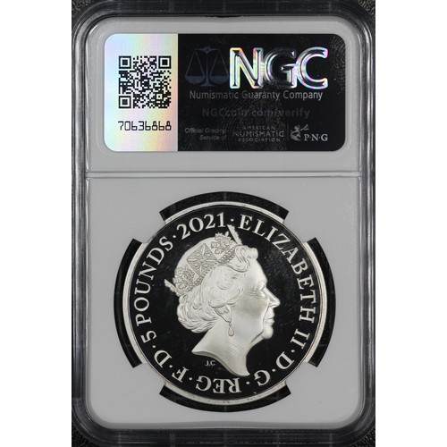 252 - NGC PF70 Ultra Cameo 2021 silver proof £5 coin, Elizabeth II. Struck to celebrate the 95th Birthday ... 