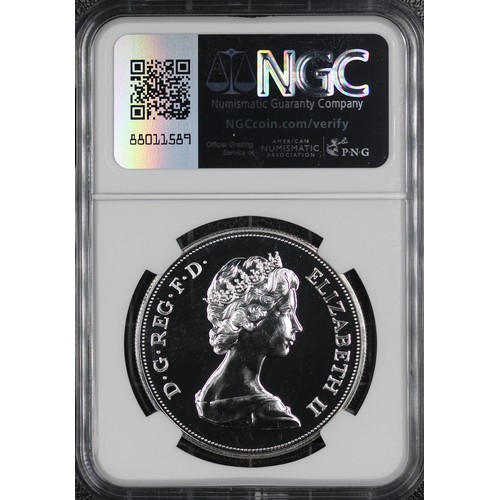 164 - NGC PF65 1972 Crown, Elizabeth II. Struck to commemorate the silver wedding anniversary of Queen Eli... 