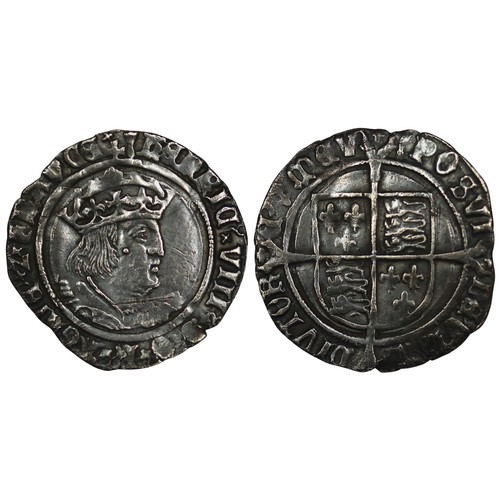 12 - Henry VIII (1509-1547) groat, mm. lis. Canterbury mint, second issue with Laker bust D. Rev. with sa... 