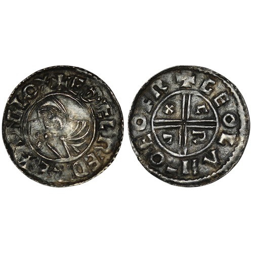 7 - Late Anglo-Saxon coinage, Aethelred II (978-1016) CRUX type penny. Mint/moneyer CEOLA at YORK. Small... 