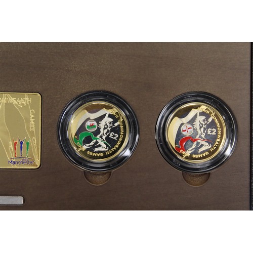 232 - 2002 Silver proof piedfort Commonwealth Games £2 coin set, Elizabeth II. Some light toning otherwise... 