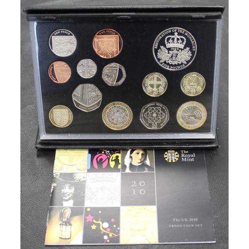 267 - 2010 Royal Mint 13-coin executive proof set including Restoration of the Monarchy commemorative £5. ... 