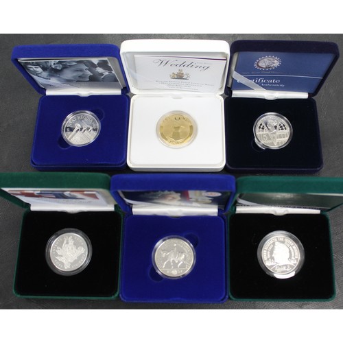 253 - Silver proof & silver proof piedfort £5 coins (6) comprising 2000 piedfort Queen mother centenar... 