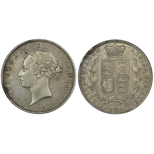 119 - 1878 Halfcrown, Victoria. Obv. young head with plain fillets, Rev. crowned square topped shield. EF ... 